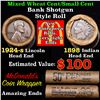 Image 1 : Mixed small cents 1c orig shotgun roll, 1924-s Wheat Cent, 1898 Indian Cent other end, McDonalds Wra