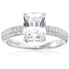 Image 1 : Decadence Strling Silver 7x9mm Emerald Cut Pave Band Ring Size 8