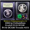 Image 1 : Proof 1992-P Columbus Modern Commem Dollar $1 Graded GEM++ Proof Deep Cameo By USCG