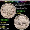 Image 1 : ***Auction Highlight*** 1915-p  FS 401 2 feathers Buffalo Nickel 5c Grades Choice AU/BU Slider (fc)