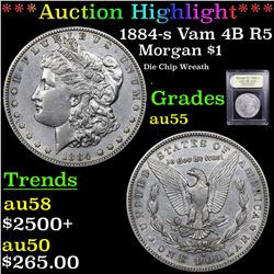 ***Auction Highlight*** 1884-s Vam 4B R5 Morgan Dollar 1 Graded Choice AU By USCG (fc)