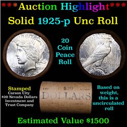 ***Auction Highlight*** 1925-p Uncirculated Peace Dollar Shotgun Roll (fc)