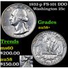 Image 1 : 1932-p FS-101 DDO Washington Quarter 25c Grades Choice AU/BU Slider+