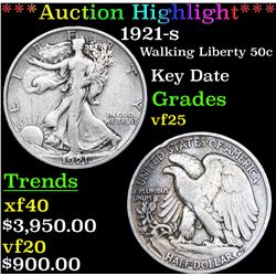 ***Auction Highlight*** 1921-s Walking Liberty Half Dollar 50c Grades vf+ (fc)