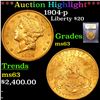 Image 1 : ***Auction Highlight*** 1904-p Gold Liberty Double Eagle 20 Graded Select Unc By USCG (fc)