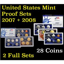 Group of 2 United States Proof Sets 2007 & 2008 28 coins