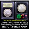 Image 1 : 2005-p John Marshall Modern Commem Dollar $1 Graded ms70, Perfection By USCG