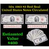 Image 1 : 50x 1963 $2 Red Seal United States Notes Circulated Grades