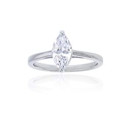 Decadence Sterling Silver Rhodium 5x10mm Marquise Cut Solitaire  Ring Size 7