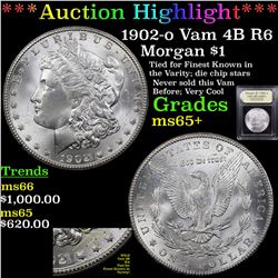 ***Auction Highlight*** 1902-o Vam 4B R6 Morgan Dollar 1 Graded GEM+ Unc By USCG (fc)