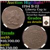 Image 1 : ***Auction Highlight*** NGC 1794 S-22 Liberty Cap Large Cent 1c Graded au details By NGC (fc)