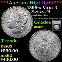 ***Auction Highlight*** 1898-s Vam 3 Morgan Dollar 1 Graded Select Unc By USCG (fc)