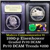 Image 1 : Proof 1990-P Eisenhower Modern Commem Dollar $1 Graded GEM++ Proof Deep Cameo By USCG