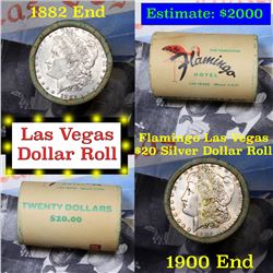 ***Auction Highlight*** Full Morgan/Peace Flamingo Hotel silver $1 roll $20, 1882 & 1900 end (fc)