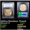 Image 1 : PCGS 1889-p Rainbow Toned Morgan Dollar $1 Graded ms63 By PCGS