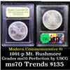 Image 1 : 1991-p Mount Rushmore Modern Commem Dollar $1 Graded ms70, Perfection By USCG