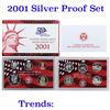 Image 1 : 2001 United States Silver Proof Set - 10 pc set, about 1 1/2 ounces of pure silver