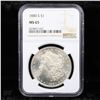 Image 2 : NGC 1880-s Morgan Dollar $1 Graded ms65 By NGC