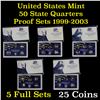 Image 1 : Group of 5 United States Quarters Proof Sets 1999-2003 25 coins