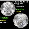 Image 1 : 1883-o Vam 43 Morgan Dollar $1 Grades Choice Unc