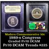 Image 1 : Proof 1989-S Congress Modern Commem Half Dollar 50c Graded GEM++ Proof Deep Cameo By USCG