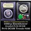 Image 1 : Proof 1990-P Eisenhower Modern Commem Dollar $1 Graded GEM++ Proof Deep Cameo By USCG