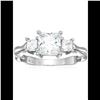 Image 1 : Decadence Sterling Silver Princess Cut 3 Stone Bamboo Ring Size 8