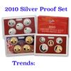 Image 1 : 2010 United States Silver Proof Set - 14 pc set, about 1 1/2 ounces of pure silver