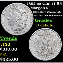 1892-cc vam 11 R5 Morgan Dollar $1 Grades vf details