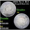 Image 1 : 1805 Ty 2  B-3 Draped Bust Quarter 25c Grades ag