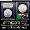 Image 1 : 2011-s Medal of Honor Modern Commem Dollar $1 Graded ms70, Perfection By USCG