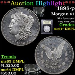 ***Auction Highlight*** 1898-p Morgan Dollar 1 Graded Choice Unc+ DMPL By USCG (fc)