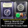 Image 1 : Proof 1994-P World Cup Modern Commem Half Dollar 50c Graded GEM++ Proof Deep Cameo By USCG