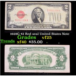 1928G $2 Red seal United States Note Grades vf+