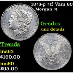 1878-p 7tf Vam 80 Morgan Dollar $1 Grades Unc Details