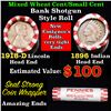 Image 1 : Mixed small cents 1c orig shotgun roll, 1918-d Wheat Cent, 1896 Indian Cent other end, Seal Strong W