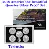 Image 1 : 2018 United States America The Beautiful Silver Proof Quarters set 5 coins