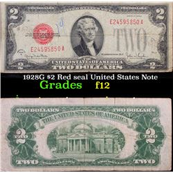 1928G $2 Red seal United States Note Grades f, fine