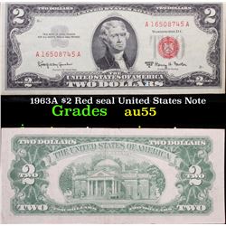 1963A $2 Red seal United States Note Grades Choice AU