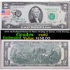 Image 1 : 1976 $2 Federal Reserve Note 1st Day of Issue, with Stamp Grades Gem++ CU