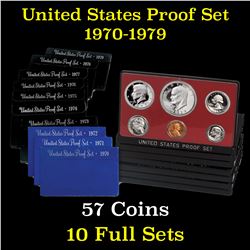 Group of 10 United States Proof Sets 1970-1979 57 coins