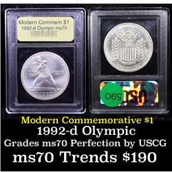 1992-d Olympics Modern Commem Dollar $1 Graded ms70, Perfection By USCG