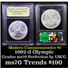 Image 1 : 1992-d Olympics Modern Commem Dollar $1 Graded ms70, Perfection By USCG