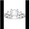 Image 1 : Decadence Sterling Silver Princess Cut 3 Stone Bamboo Eng Ring Size 7