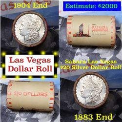 ***Auction Highlight*** Full Morgan/Peace Sahara Hotel silver $1 roll $20, 1883 & 1904 end (fc)