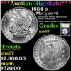 Image 1 : ***Auction Highlight*** 1884-o Morgan Dollar 1 Graded GEM++ Unc By USCG (fc)
