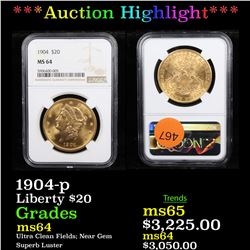 ***Auction Highlight*** NGC 1904-p Gold Liberty Double Eagle 20 Graded ms64 By NGC (fc)