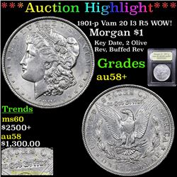 ***Auction Highlight*** 1901-p Vam 20 WOW Morgan Dollar $1 Grades Choice AU/BU Slider+ (fc)