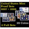 Image 1 : Group of 2 United States Proof Sets 2007 & 2008 28 coins