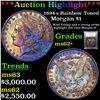 Image 1 : ***Auction Highlight*** 1894-s Rainbow Toned Morgan Dollar 1 Graded Select Unc By USCG (fc)